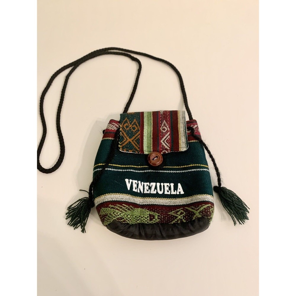 Mini Handmade Venezuelan Crossbody Green with Buckle - Unbranded